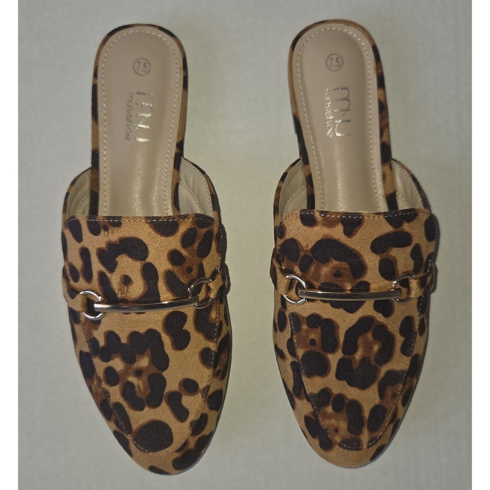 MUSSHOE Women's Pointed Toe Flat Mules Leopard Print Size 7.5 ~ NEVER WORN